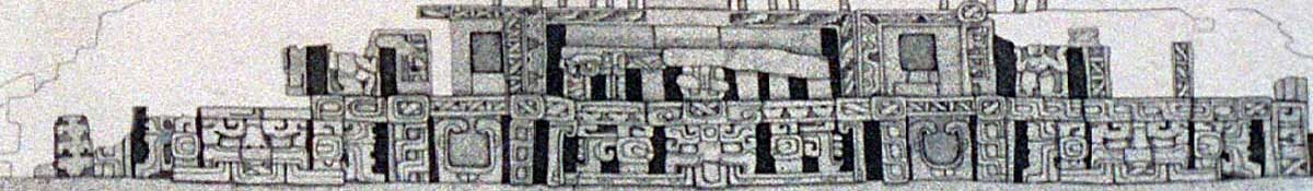 Xunantunich, drawing of east frieze