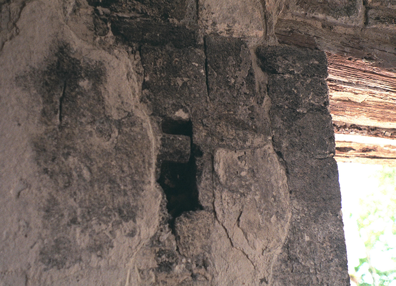 Chicanná Structure II cord holder on the interior of the central door to the temple