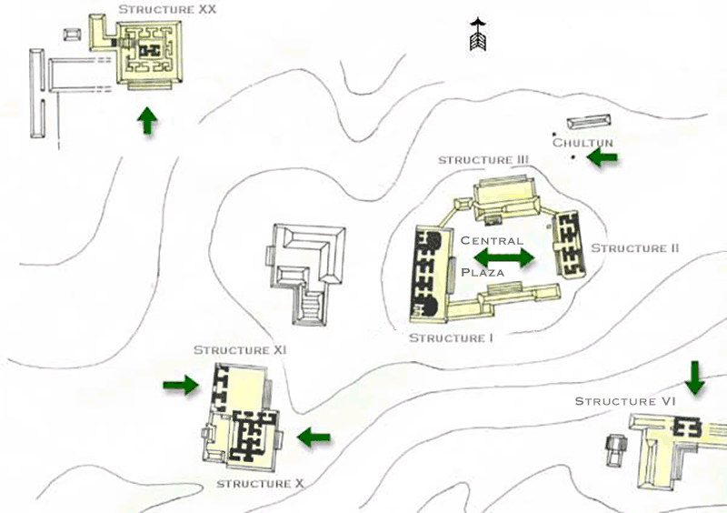 Chicanná archaeological map with interactive links to 