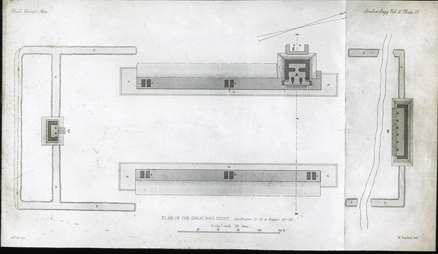 Maudslay's 1889 drawing of Ballcourt Complex