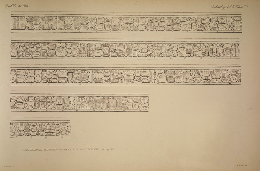 Maudslay's drawing of glyphs from Casa Colorado