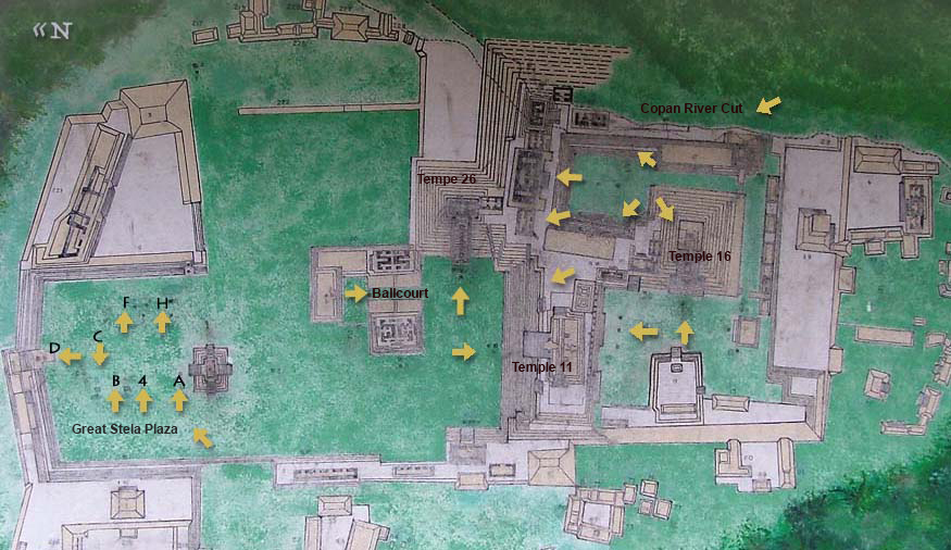 Clickable archaeological map of Copan ruins