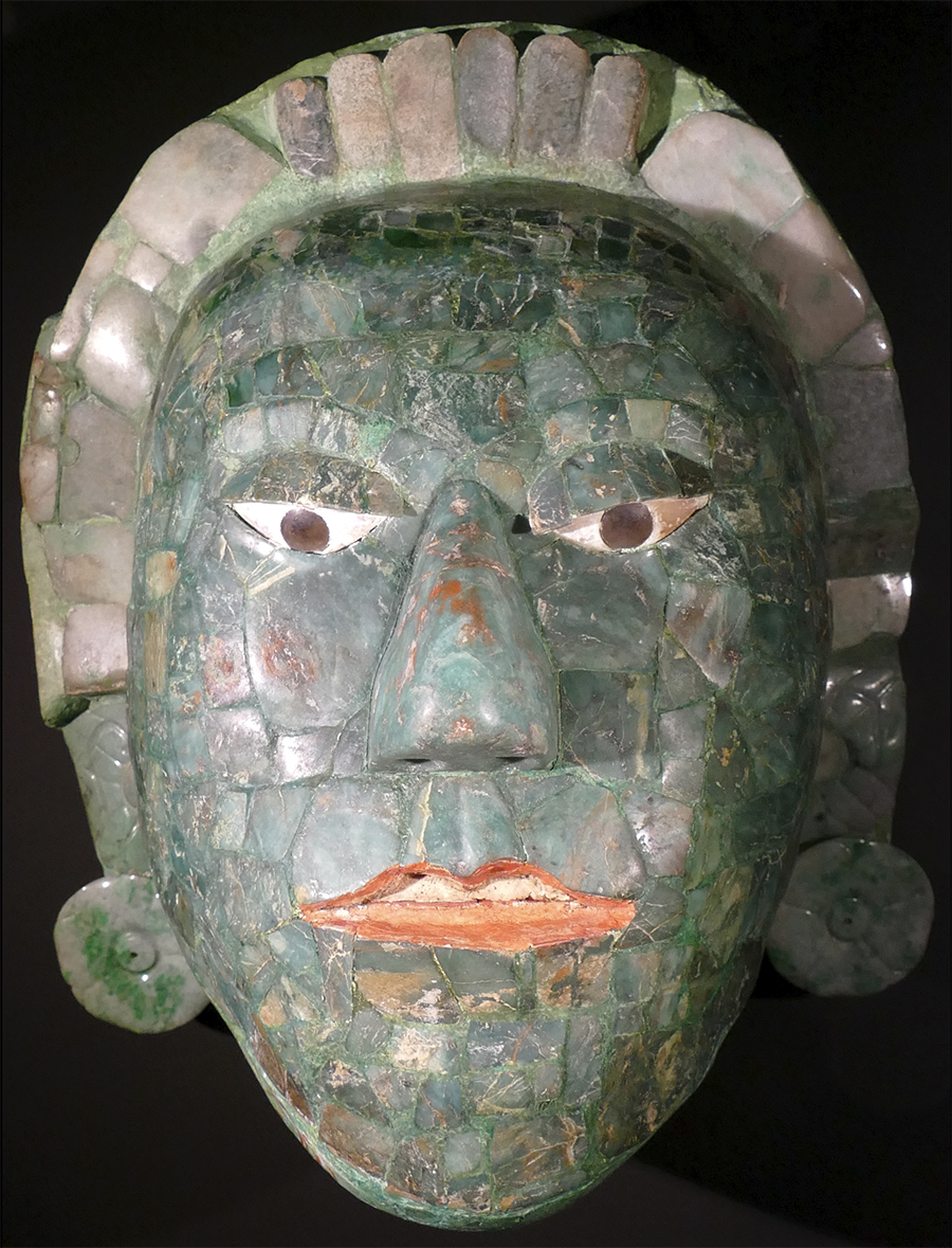 Mosaic jade funerary mask of the Kaanul ruler Yuknoom the Great