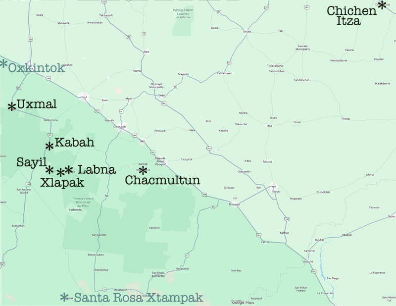 Map of the Ancient Cities of the Puuc