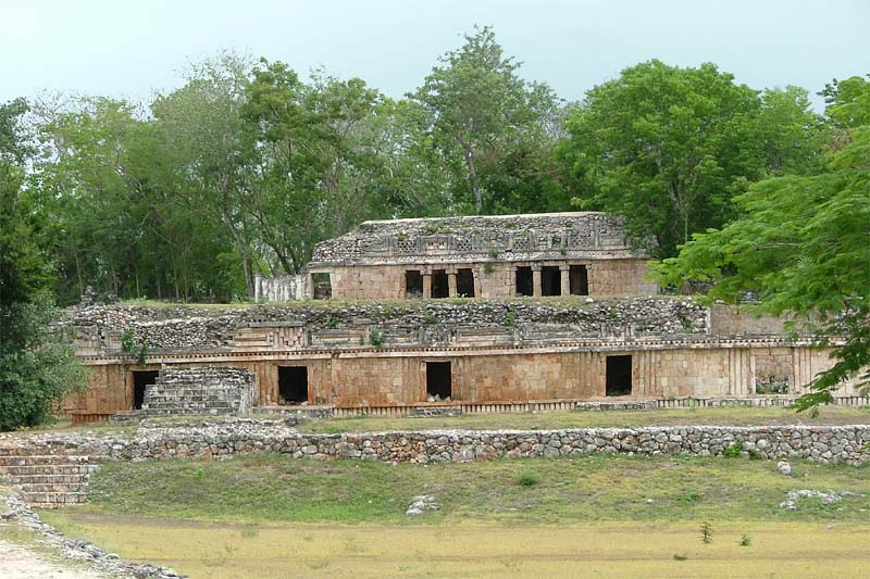 The southeast portion of the Palace at Labna showing the ruined stairs
