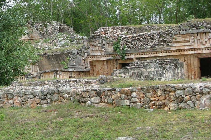 Southeast portion of Palace showing raised patio and corner vision serpent