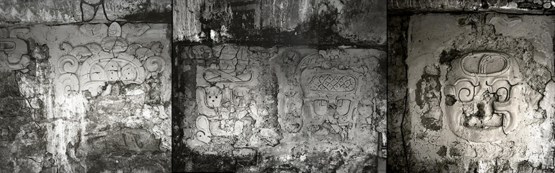 House C Palenque: Stucco decoration on interior wall