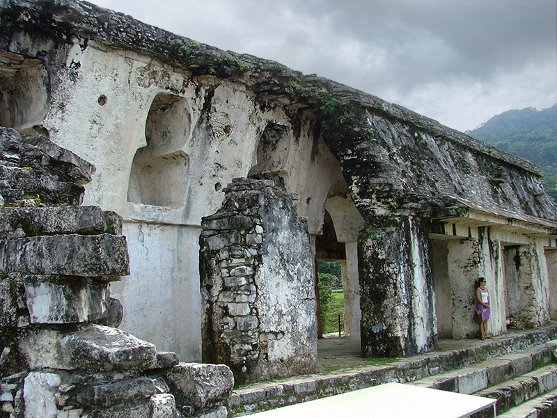 The eastern outward facing exterior wall of House A at the Palenque Palace
