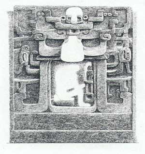 U5 Panels flanking the stairway of Tikal Structure 5D-33-2nd (drawing from Tikal Report 14)